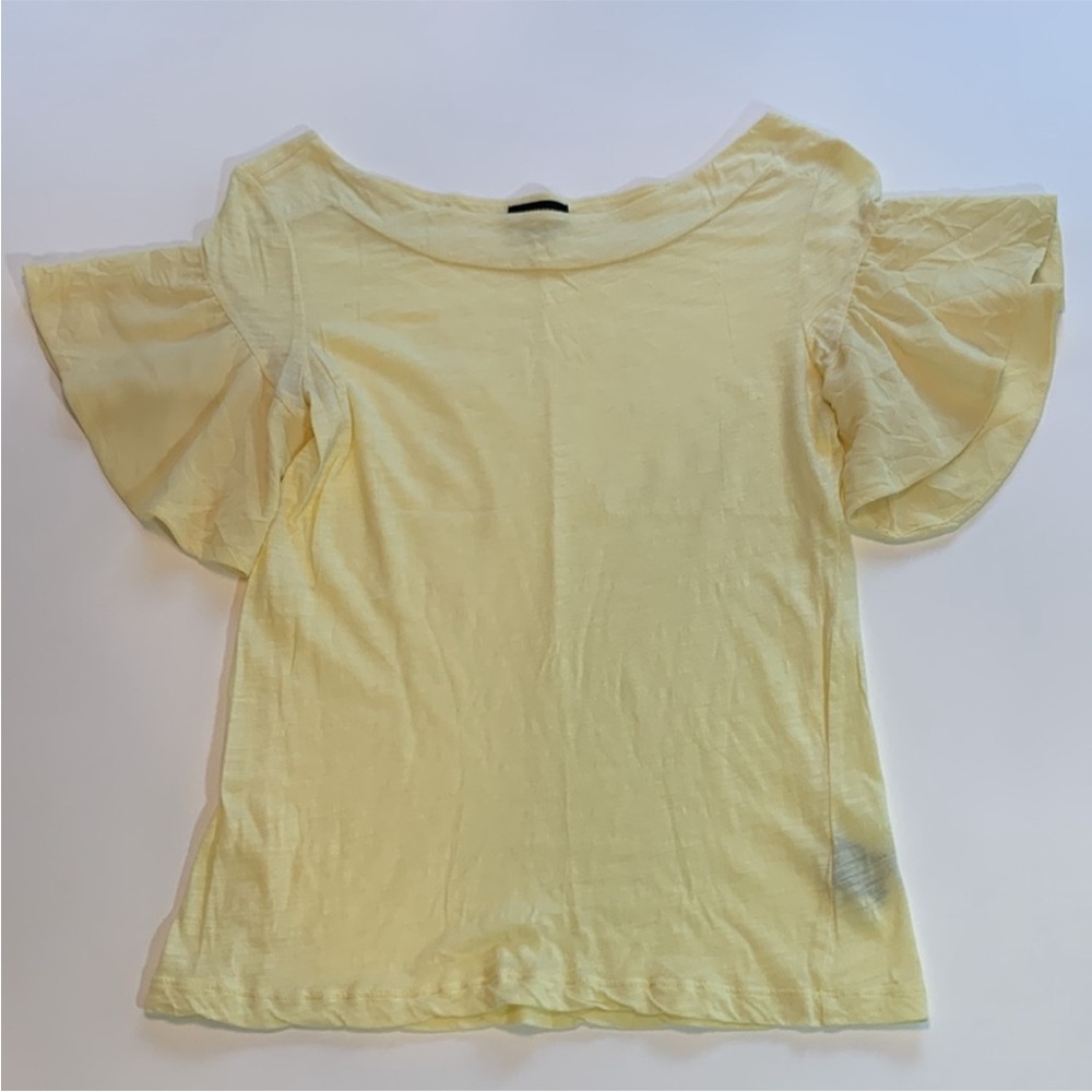 💛💛 Anthropologie Yellow DELETTA Flutter Sleeve Top - Tee 💛💛